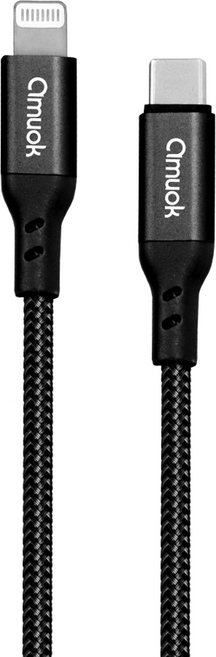 amuok 艾默克 Type-C-Lightning PD快速充電線, 黑色, 1個, 2m