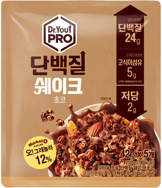 닥터유 프로 단백질 쉐이크 초코 5개입, 210g, 1개