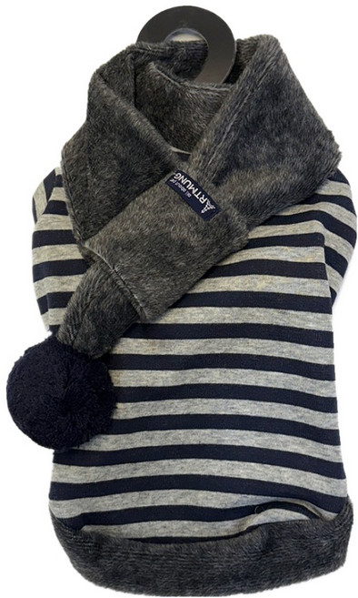 아트멍 반려동물 스트라이프 티셔츠 목도리 세트, 네이비, 1세트