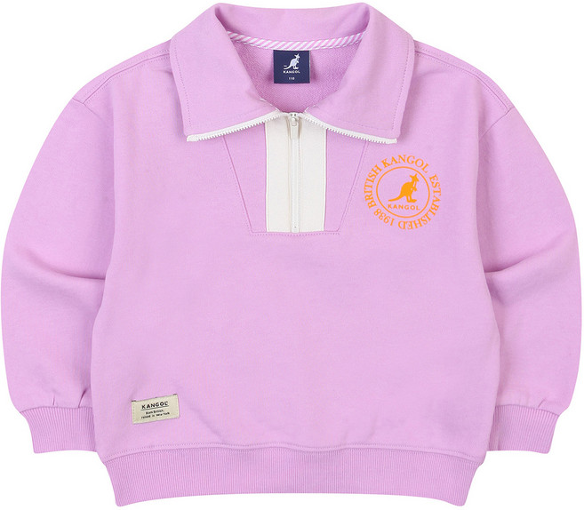 캉골키즈 아동용 하프 집업 로고 면 스웨트셔츠 PA 0007