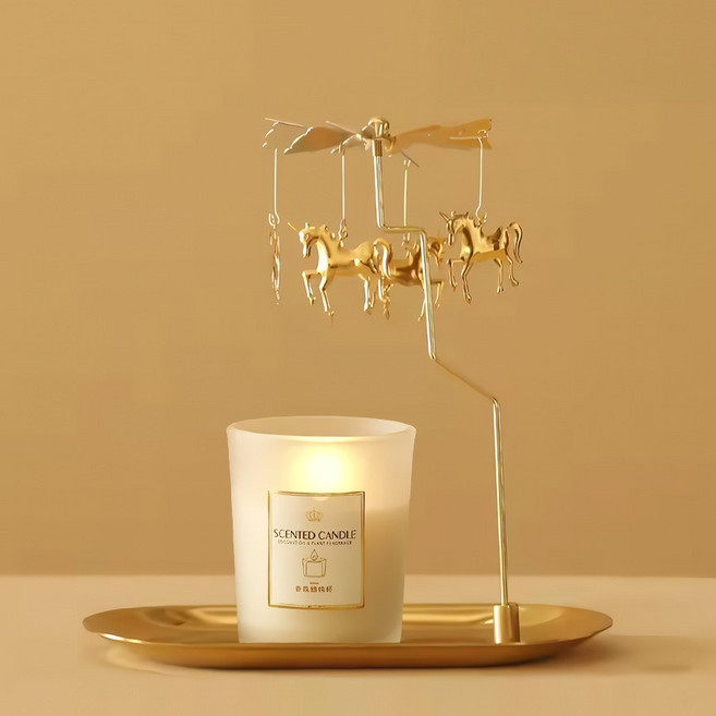 Salimon 黃金旋轉無動力燭臺 託盤型, 金色