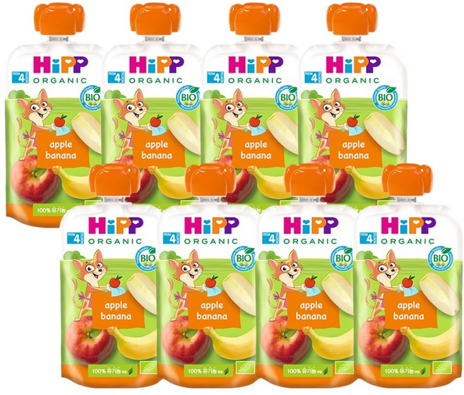 힙 유기농 과일 이유식 애플 바나나, 혼합맛(사과/바나나), 100g, 8개