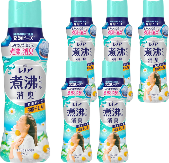 (箱售) Lenor 蘭諾 日本原裝進口 煮沸消臭 衣物芳香豆系列 淺綠 暖陽花香, 420ml, 6個