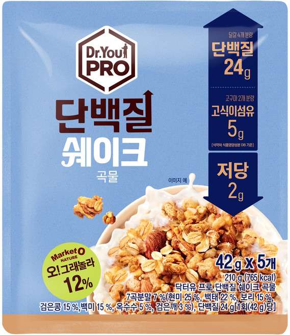 닥터유 오리온 닥터유프로 단백질쉐이크 곡물 5p, 210g, 1개