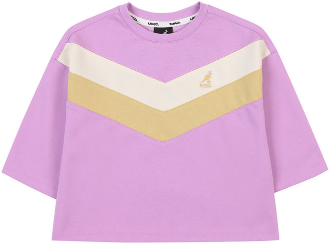 캉골키즈 아동용 라인 디테일 크롭 트레이닝 티셔츠 PA 2702