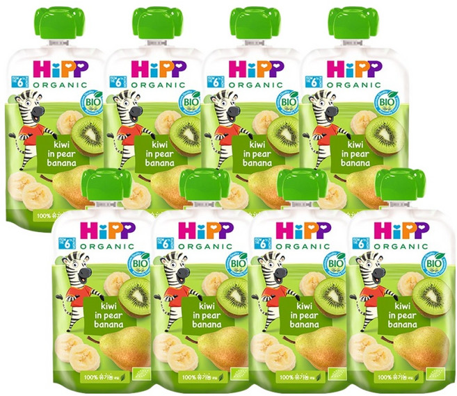 힙 유기농 과일 이유식 키위 인 페어 바나나, 혼합맛(배/바나나/키위), 100g, 8개