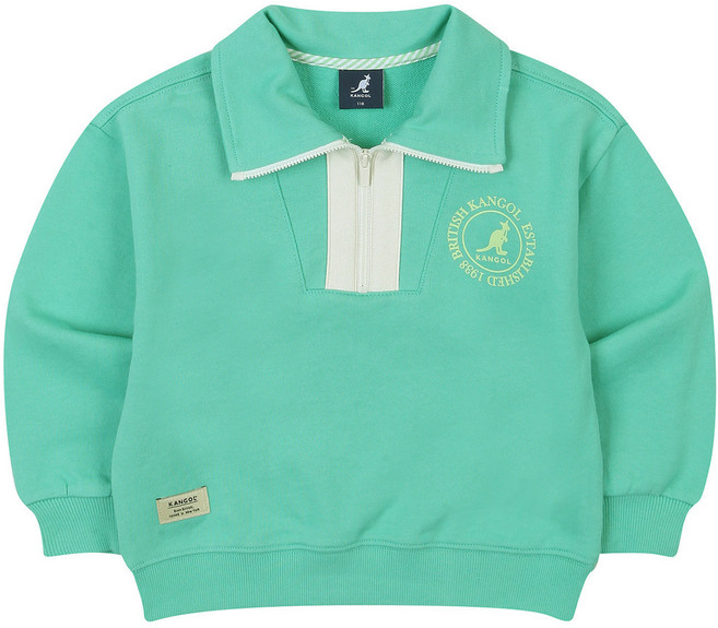 캉골키즈 아동용 하프 집업 로고 면 스웨트셔츠 PA 0007