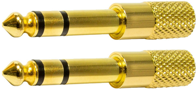 에이치디탑 3.5 암 TO 5.5 수 메탈 스테레오 6.3 젠더, HT-G21, 골드, 2개