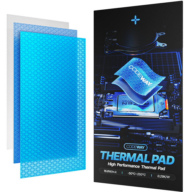 코드웨이 CPU 써멀패드 열전도율 16.8W/m.k 85 x 45mm, 1개, 파란색, TPA-0.5mm