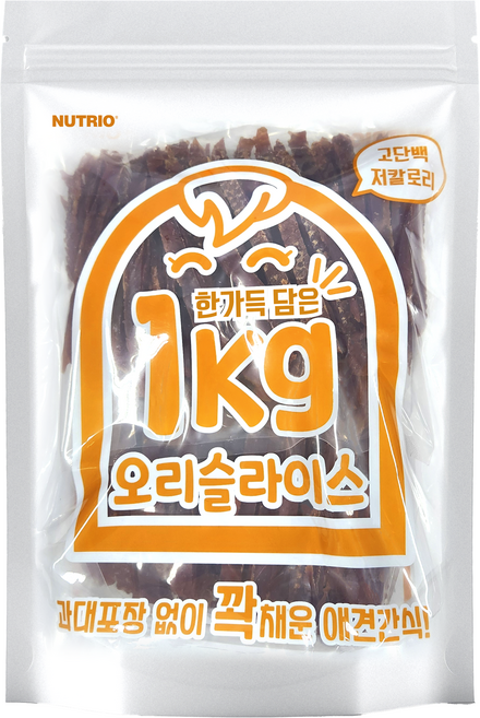 뉴트리오 강아지 한가득담은 대용량 간식, 1개, 1kg, 오리슬라이스