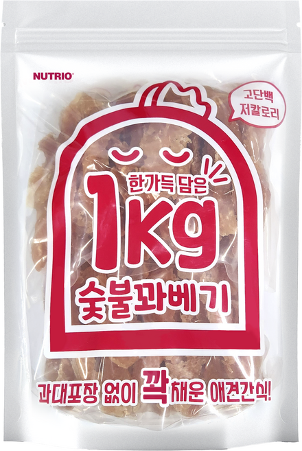 뉴트리오 강아지 한가득담은 대용량 간식, 1개, 1kg, 숯불꽈베기