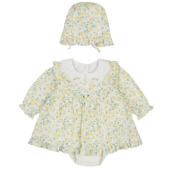 에뜨와 신생아용 엘리 면 바디수트 + 모자 세트