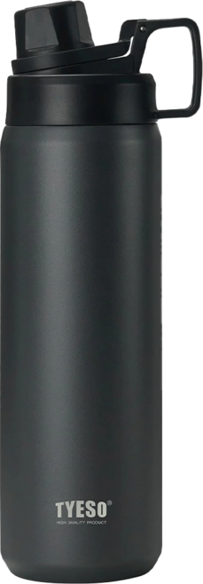 TYESO 泰碩 304不鏽鋼磨砂系列運動保溫水壺, 閃光黑, 1個, 900ml