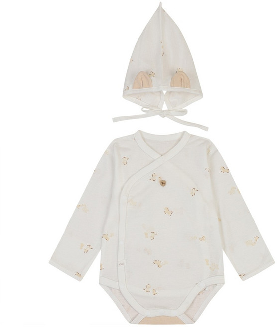 에뜨와 신생아용 홀릭 면 배내수트 + 모자 선물포장 세트 + 쇼핑백