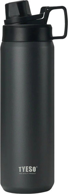 TYESO 泰碩 304不鏽鋼磨砂系列運動保溫水壺, 閃光黑, 1500ml, 1個