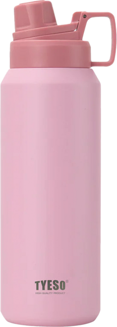 TYESO 泰碩 304不鏽鋼磨砂系列運動保溫水壺, 櫻花粉, 1200ml, 1個