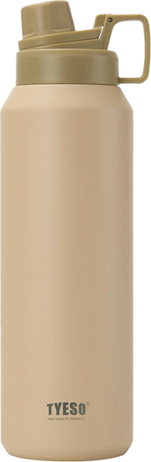 TYESO 泰碩 304不鏽鋼磨砂系列運動保溫水壺, 摩卡色, 1200ml, 1個