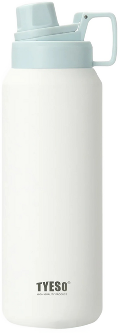 TYESO 泰碩 304不鏽鋼磨砂系列運動保溫水壺, 雪峰白, 1200ml, 1個