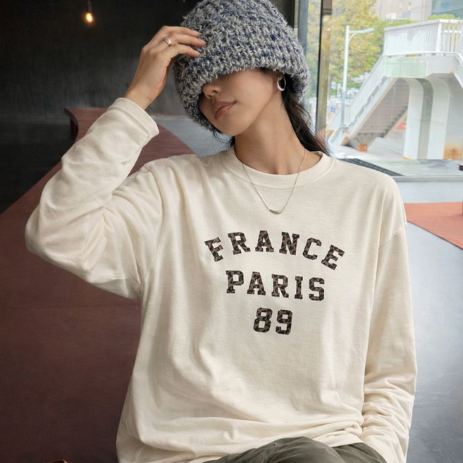 Lalaon 女款豹紋字母圓領長袖T恤 26TSP3606