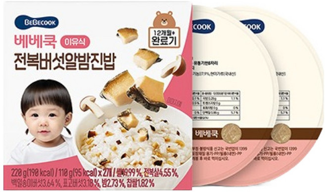 베베쿡 실온이유식 완료기 2p, 혼합맛(전복/버섯/알밤), 220g, 1개