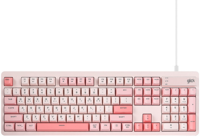 지클릭커 OFFICEPRO 사일런스 M RGB 무소음 유선 방수 키보드 104, 제조사축, OPK50, 코랄