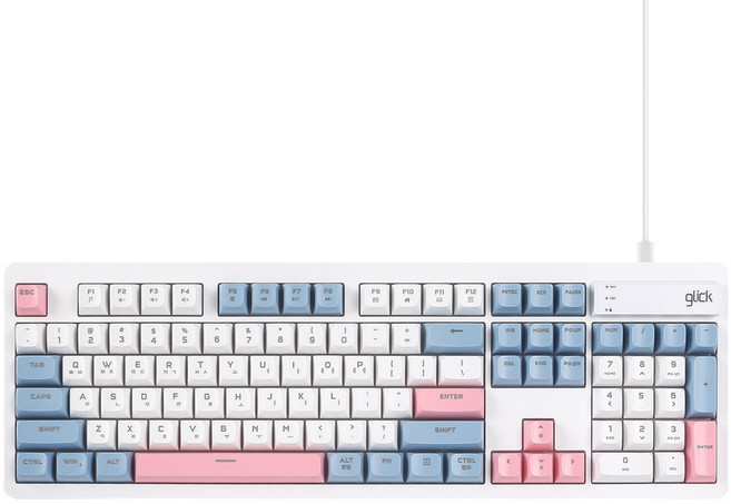g-clicker OFFICEPRO Silence M RGB 靜音有線防水鍵盤 104, 天空粉, OPK50, 製造商軸
