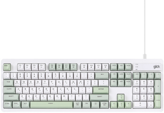 지클릭커 OFFICEPRO 사일런스 M RGB 무소음 유선 방수 키보드 104, 제조사축, OPK50, 그린위치