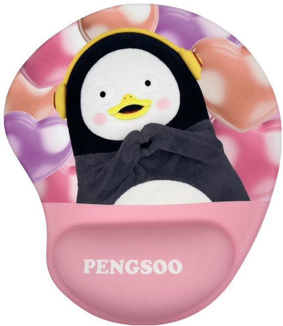 퓨전에프엔씨 펭수 손목보호 젤 쿠션 마우스패드, PINK 펭러뷰, 1개