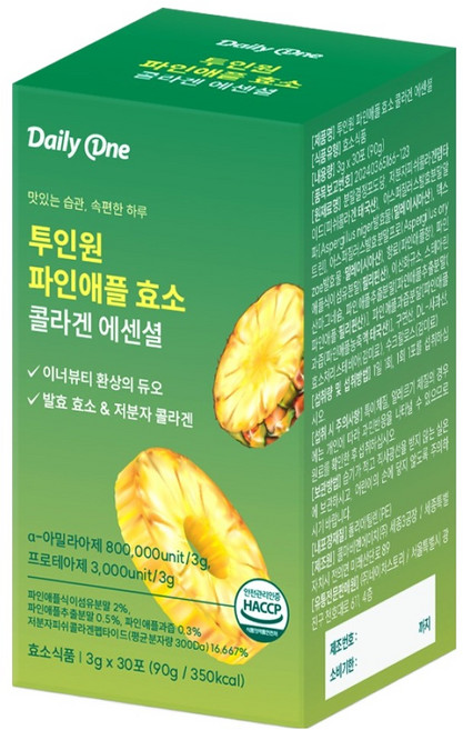 데일리원 투인원 파인애플 효소 콜라겐 에센셜, 30회분, 1개