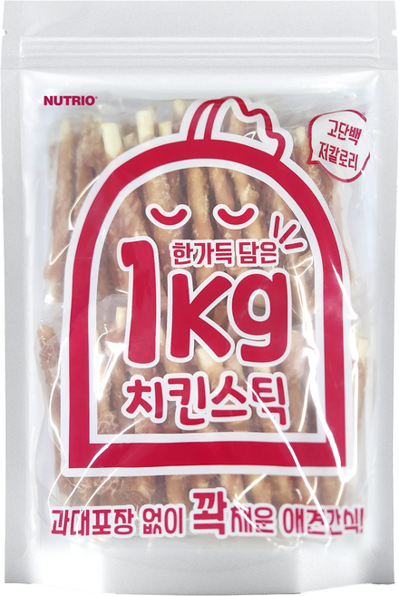 뉴트리오 강아지 한가득담은 대용량 간식, 1개, 1kg, 치킨스틱