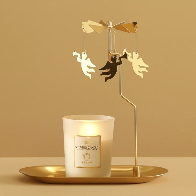 Salim On Holly Angel Lumina 無動力旋轉燭臺 託盤型, 金色