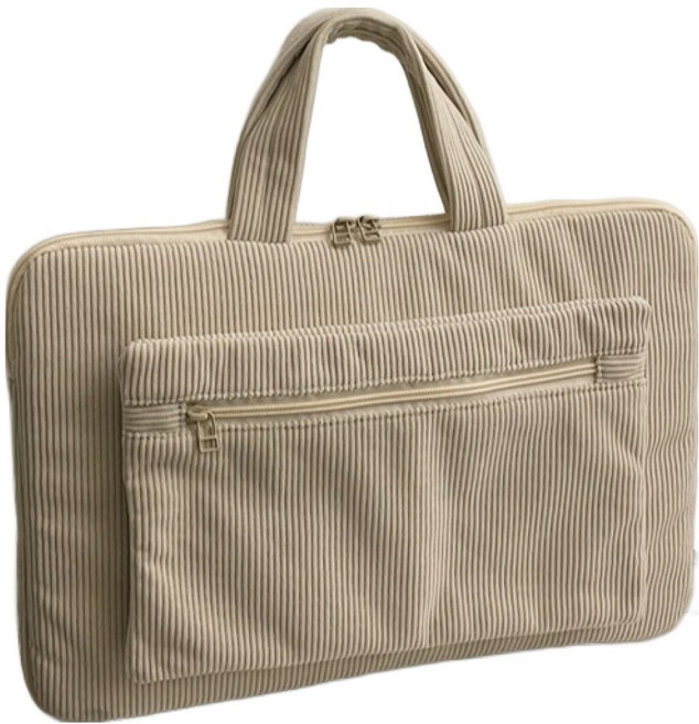 簡約燈芯絨筆電包, 象牙白, 1個