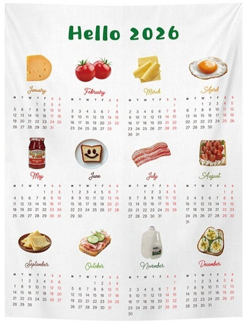 제이브 2026년 달력 패브릭 포스터, 브렉퍼스트