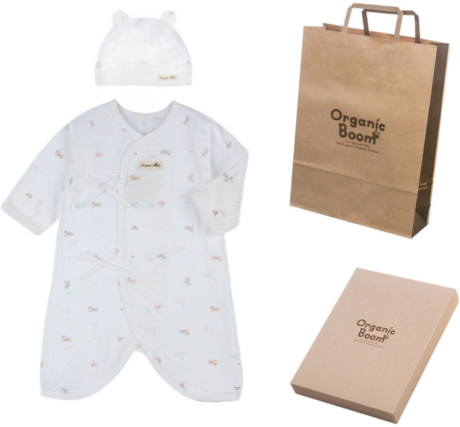 오가닉붐 말띠해 여름용 배냇가운 + 모자 + 쇼핑백 + 상자 세트