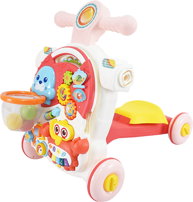 PLAYFUL TOYS 頑玩具 四合一學步車, 粉色, 1套