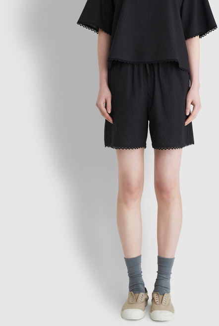 JAJU 여성용 아일렛 도비 4부 파자마 팬츠