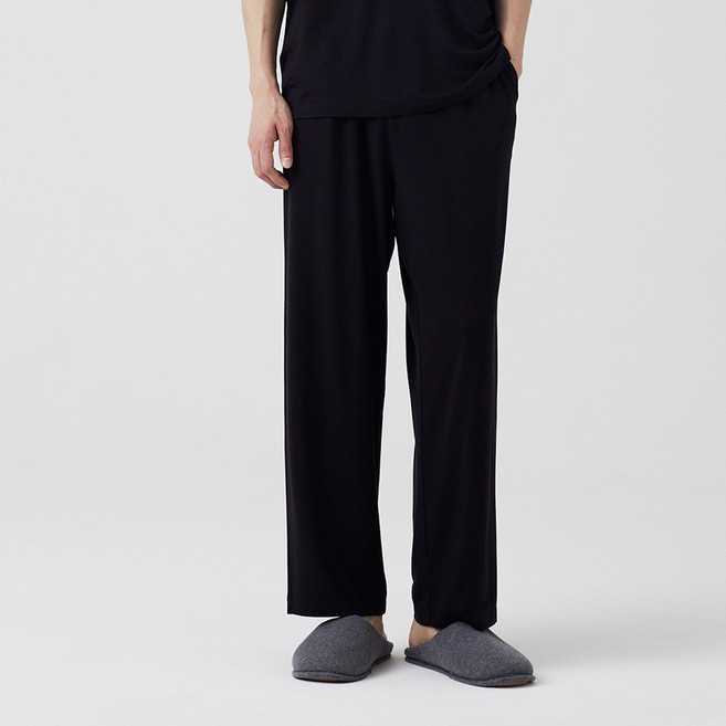 JAJU 男士人造絲彈性九分居家褲