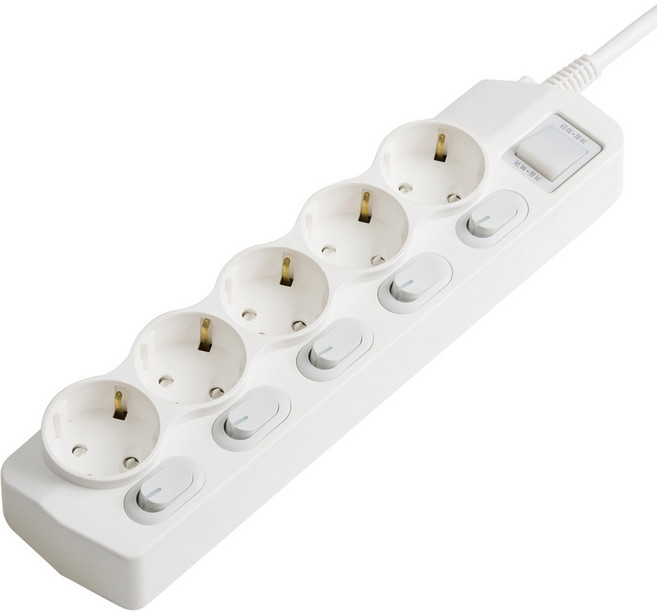 보에담 개별통합형 멀티탭 5구, 3m, 화이트, 1개