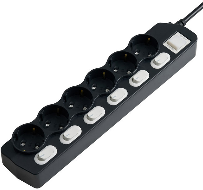 보에담 개별통합형 멀티탭 6구, 블랙, 1개, 3m