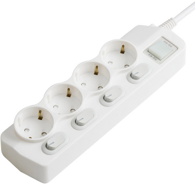 보에담 개별통합형 멀티탭 4구, 화이트, 1개, 5m