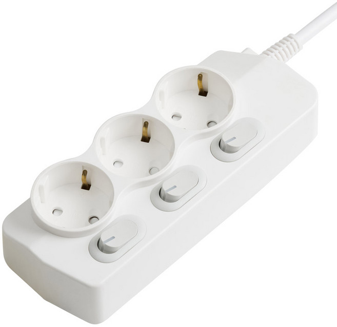 보에담 멀티탭 개별스위치 3구, 화이트, 1개, 5m