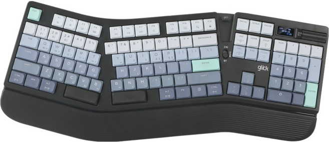 지클릭커 오피스프로 뉴트로 로우프로파일 풀윤활 블루투스 인체공학 무선 기계식 키보드, 네온블랙, EK700, 제조사축