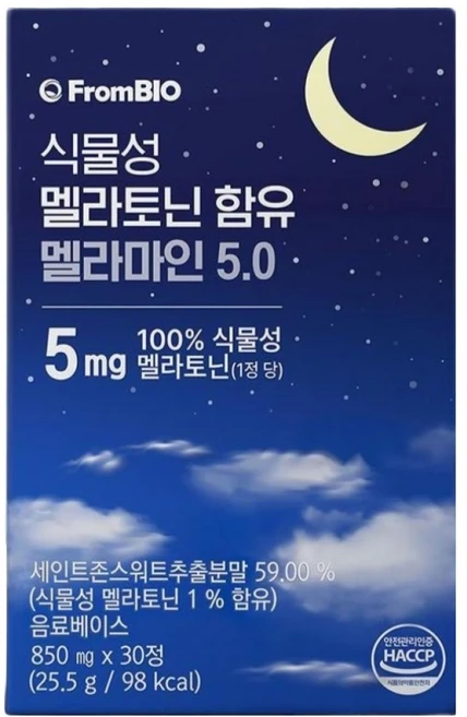 프롬바이오 식물성 멜라토닌 함유 멜라마인 5.0, 30정, 1개 - 쿠팡