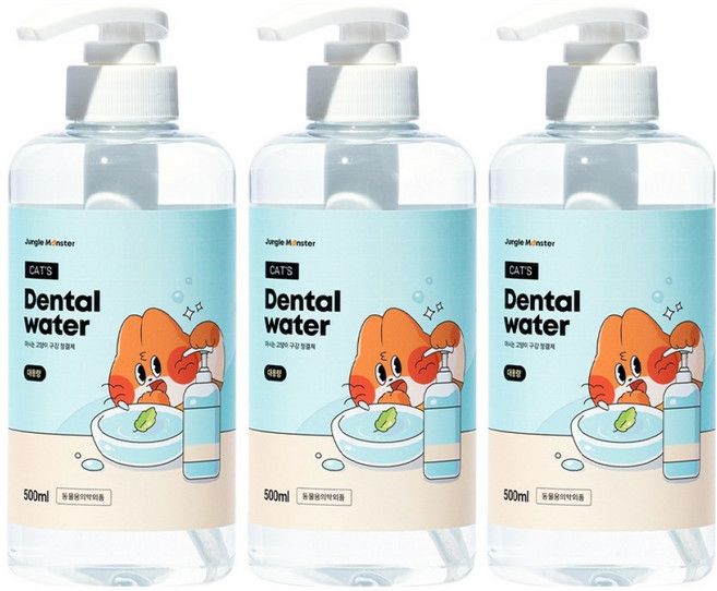 정글몬스터 캣 펌프형 대용량 덴탈워터, 500ml, 3개