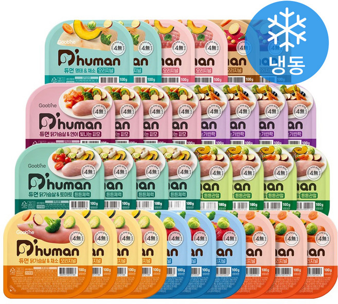 듀먼 전연령 강아지 10종 버라이어티 화식사료 100g x 32개입 세트 (냉동), 1세트