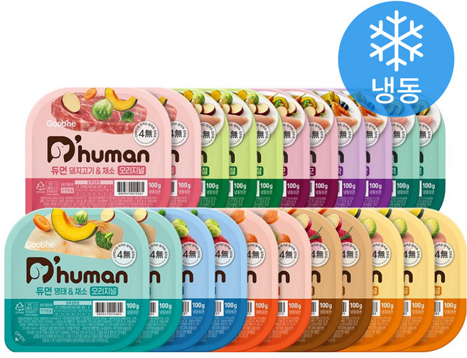 듀먼 전연령 강아지 10종 버라이어티 화식사료 100g x 22개입 세트 (냉동), 1세트