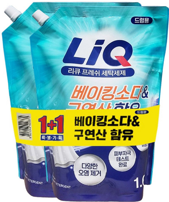 리큐 프레쉬 드럼용 세제 리필, 2개, 1.6L