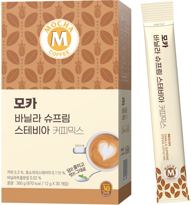 모카씨엔티 바닐라 슈프림 스테비아 커피믹스, 12g, 1개, 30개입