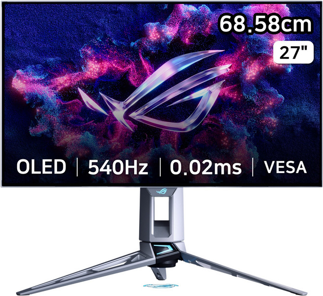 에이수스 QHD WOLED ROG SWIFT OLED 540Hz. 0.02ms 1500cd sRGB 135% DCI-P3 99.5% 멀티스탠드 게이밍 모니터, 68.58cm, PG27AQWP-W