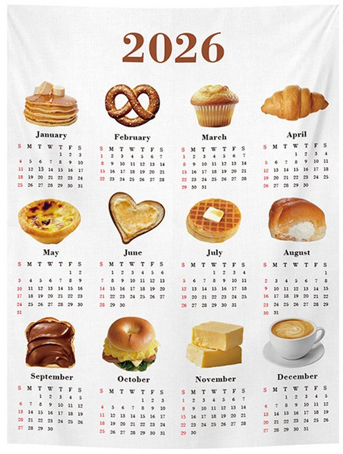 제이브 2026년 달력 패브릭 포스터, 카페